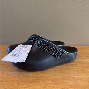 Crocs Sloane Diamante clog , black with jeweled accents